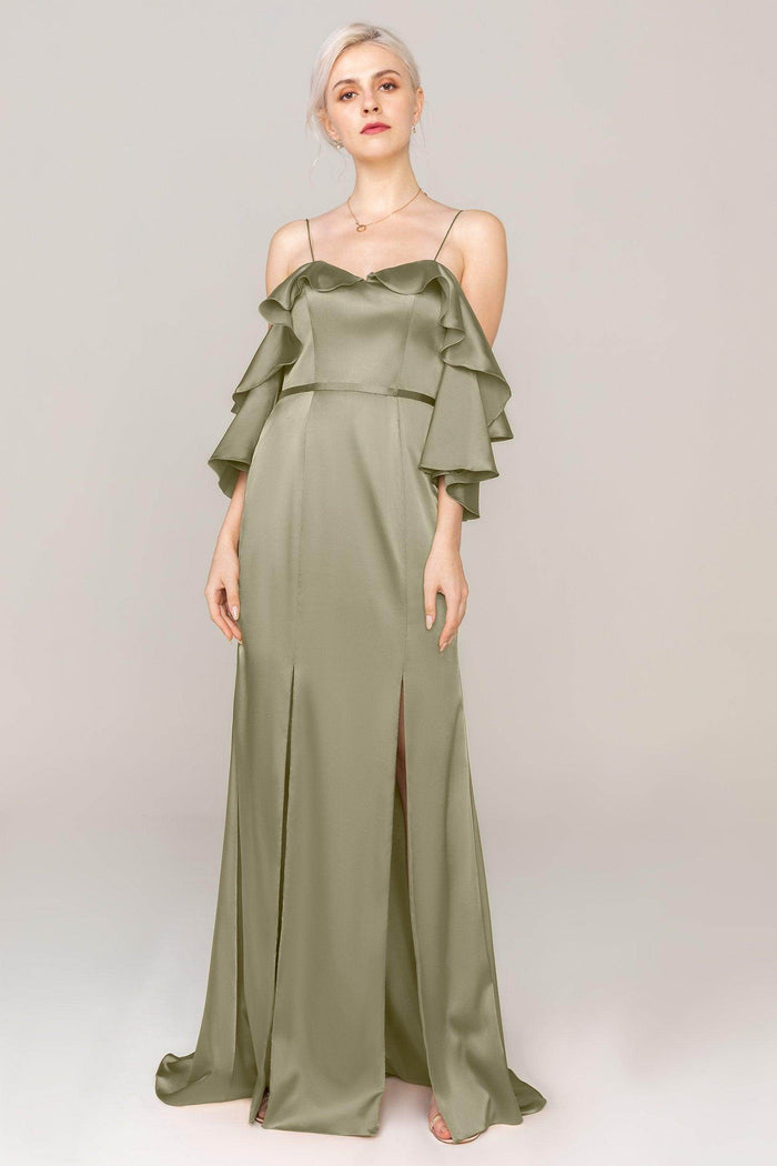 Sheath Sweep Train Luxe Satin Dress CS0310 - COCOMELODY