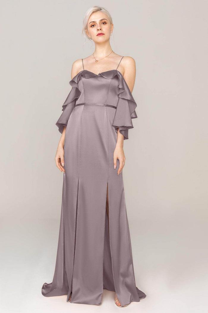 Sheath Sweep Train Luxe Satin Dress CS0310 - COCOMELODY