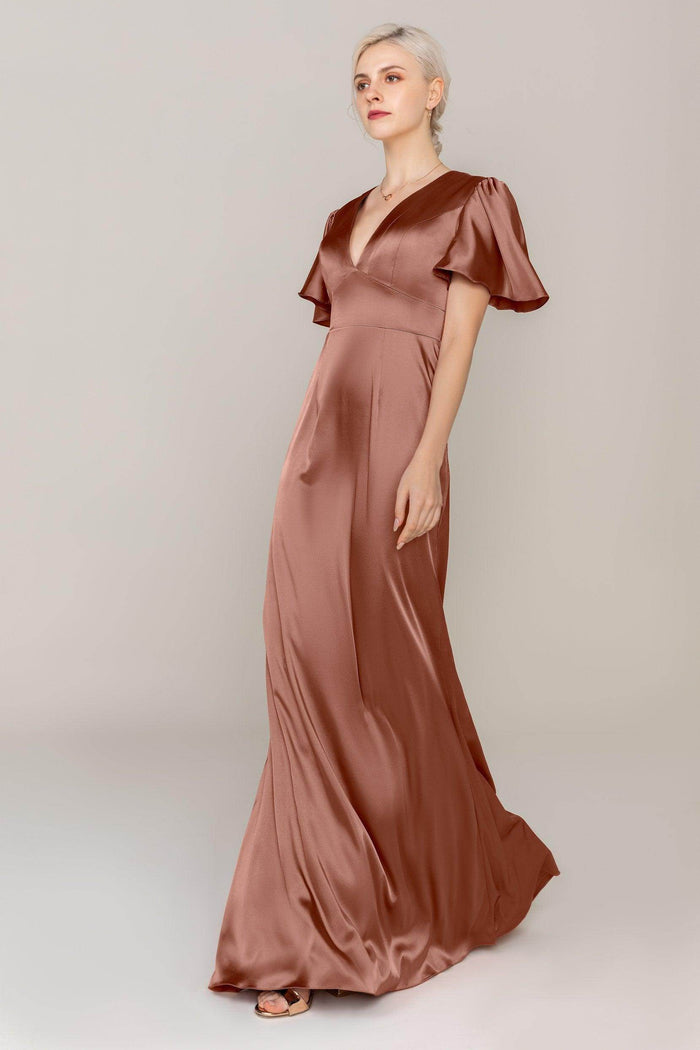 Sheath Sweep Train Luxe Satin Dress CS0312 - COCOMELODY