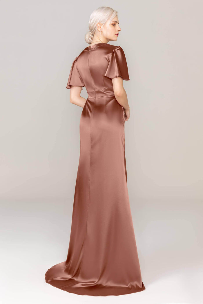Sheath Sweep Train Luxe Satin Dress CS0312 - COCOMELODY