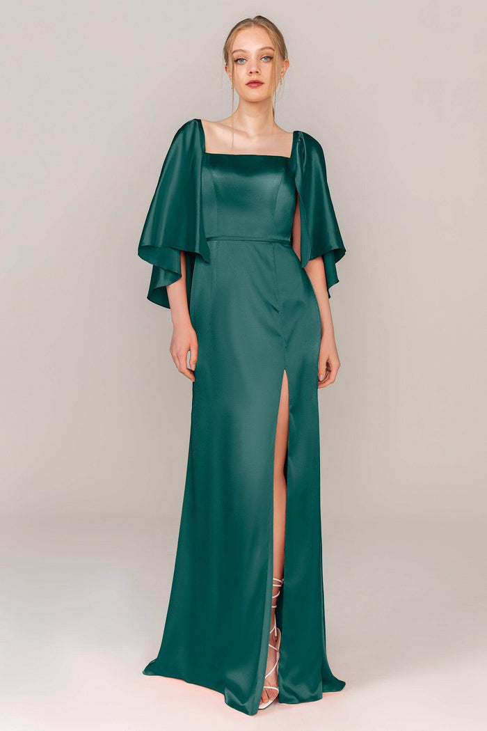 Sheath Sweep Train Luxe Satin Dress CS0320 - COCOMELODY