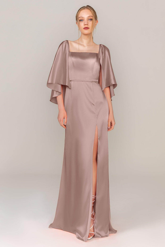 Sheath Sweep Train Luxe Satin Dress CS0320 - COCOMELODY
