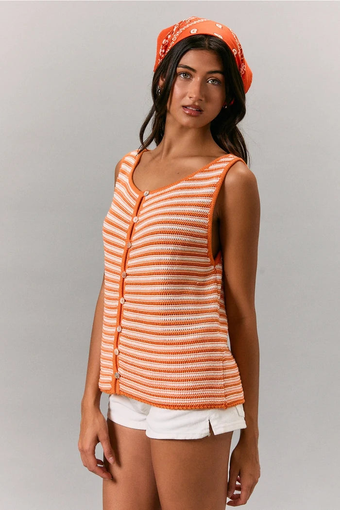 Sleeveless Button Front Top