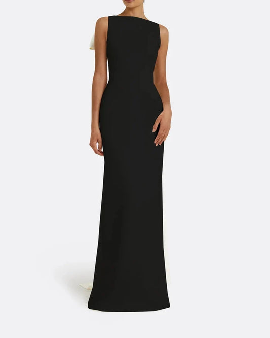 Sleeveless column dress with bow accent - Lura