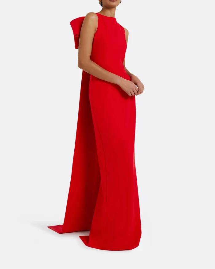 Sleeveless column dress with bow accent - Lura