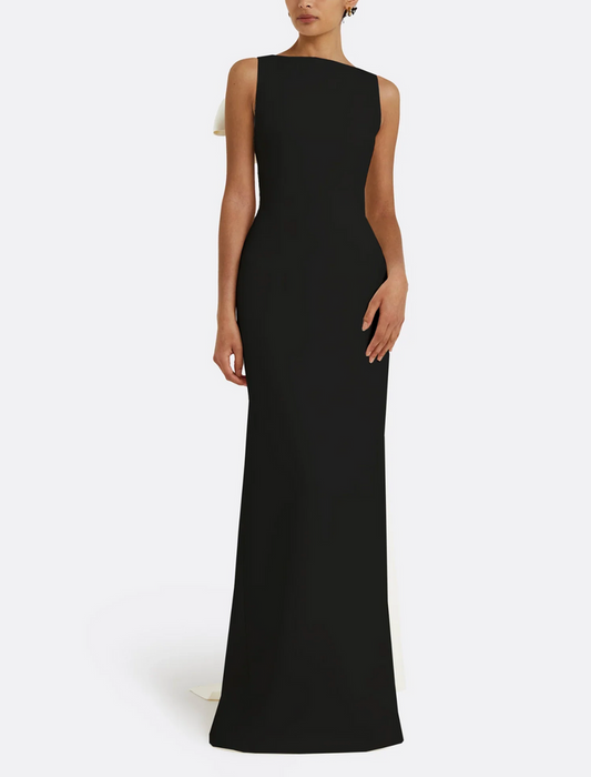sleeveless column gown with contrast train – NOILF