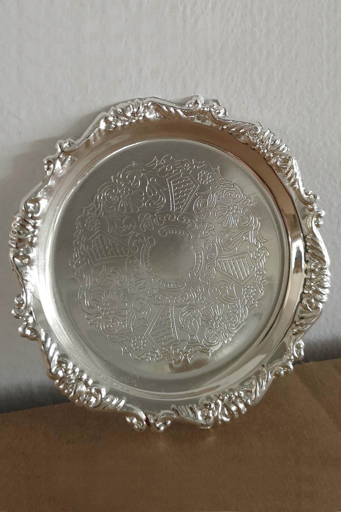 Small Round Silver Ornate Trinket Dish 3.9in CGF0097 (Set of 6 pcs) - COCOMELODY