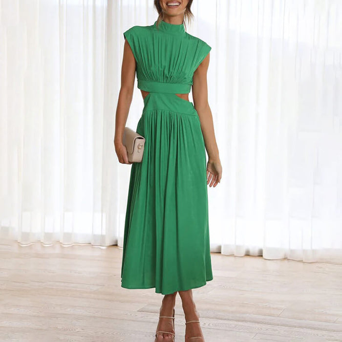 Sophia - Elegant Women's Wedding Guest Dress with Mock Neck and Cutout Waist