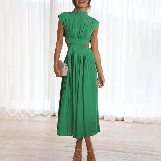 Sophia - Elegant Women's Wedding Guest Dress with Mock Neck and Cutout Waist
