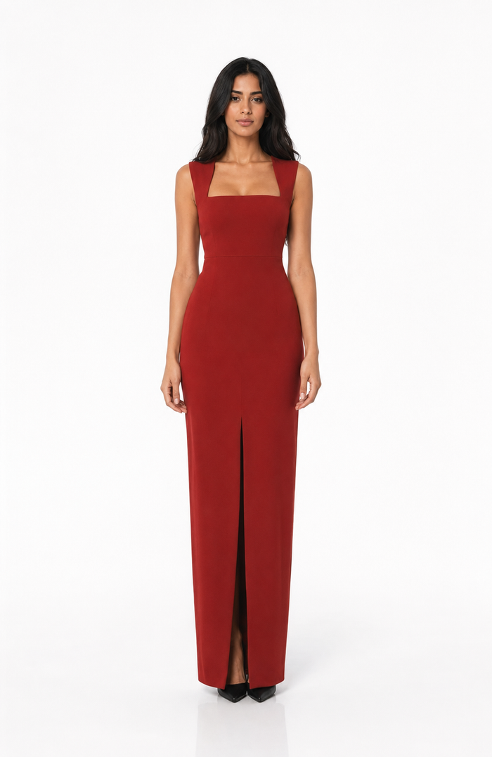 Square Neck Slit Maxi Dress – CARMELLA