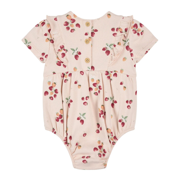 Strawberry Pint Ribbed Bubble Romper