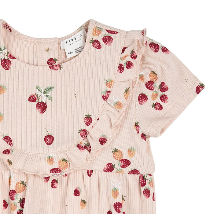 Strawberry Pint Ribbed Bubble Romper
