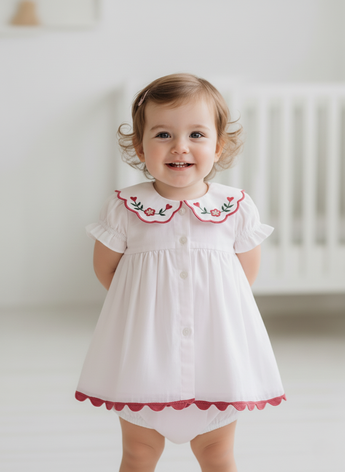 Striped Dress with Collar Soft Blue — Cotton Girls Dress | Infant to Tween