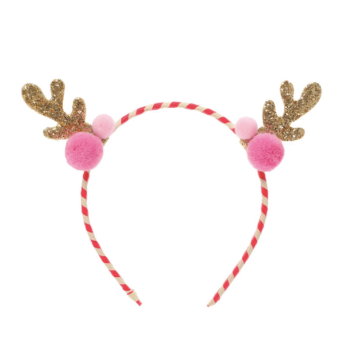 Stripy Pom Pom Reindeer Headband