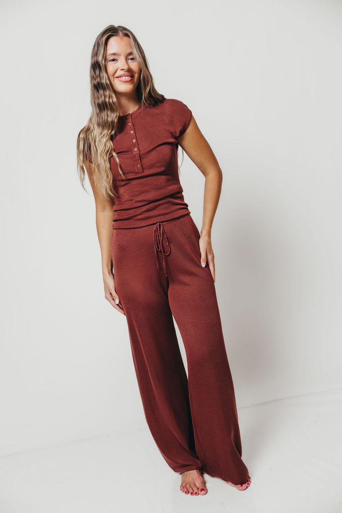 Sutton Ribbed Knit Set in Brown