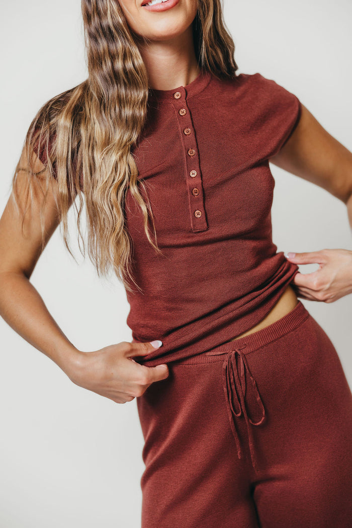 Sutton Ribbed Knit Set in Brown
