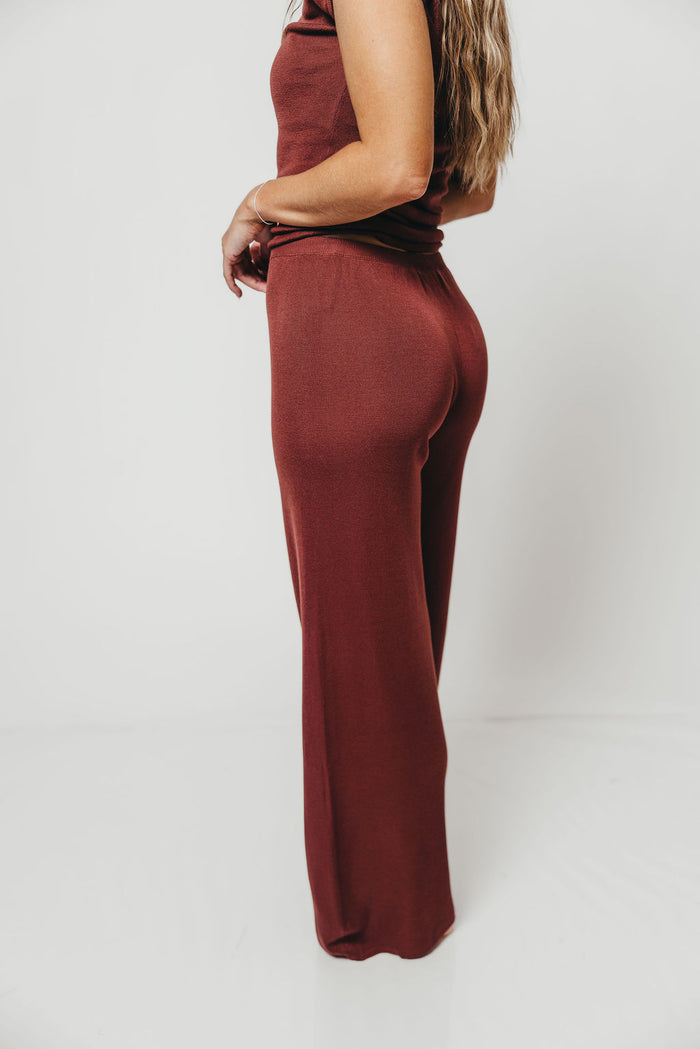Sutton Ribbed Knit Set in Brown