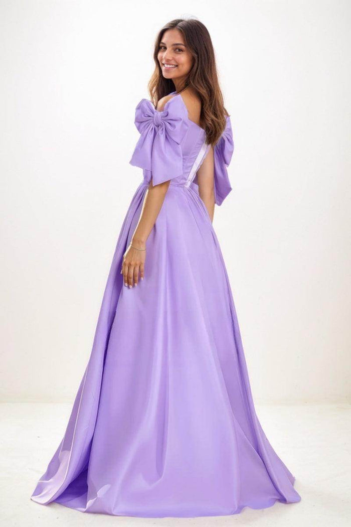 Sweet & Flow A-Line Off-The-Shoulder Satin Prom Dresses CS0750 - COCOMELODY