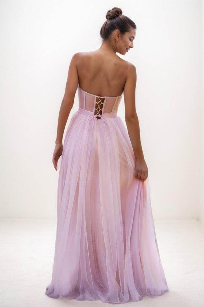 Sweetheart A-Line Floor-Length Tulle Prom Dresses CS0741 - COCOMELODY