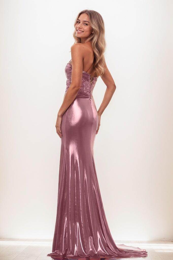 Sweetheart Illusion High Split Sweep Train Prom Dresses CS0796 - COCOMELODY