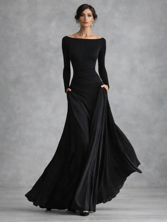 Sydney - Elegant Women's Formal Maxi Dress with Off-Shoulder Design