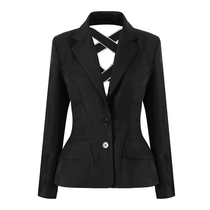 Tailored blazer with criss-cross detail - Lujiny