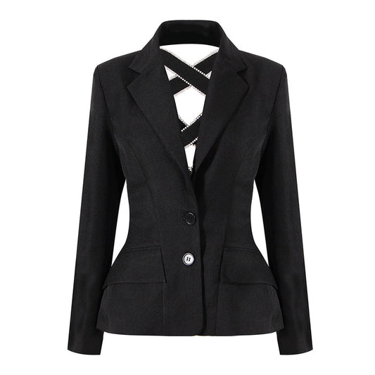 Tailored blazer with criss-cross detail - Lujiny