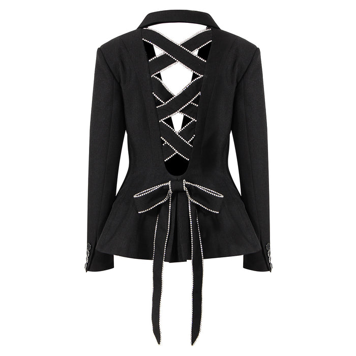 Tailored blazer with criss-cross detail - Lujiny