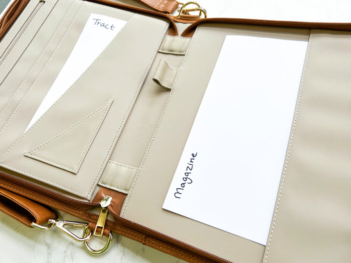 Tan Ministry Organizer with a Strap - Fully Accomplish - GINGERS