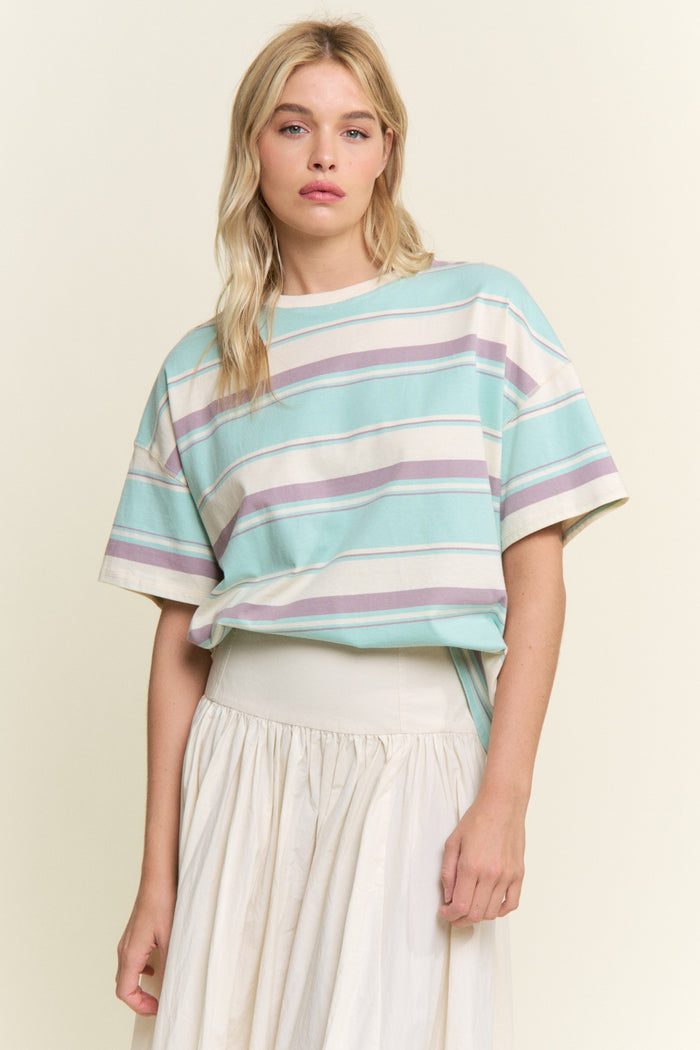 Teddy Multi Color Striped Tee in Mint *Live Exclusive*