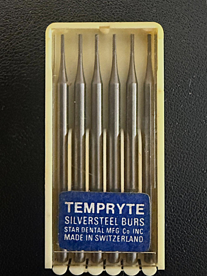 Tempryte 556 Silver Steel Fissure Burs – 0.9mm Straight Cross-Cut-12 pack(2 packs of 6)