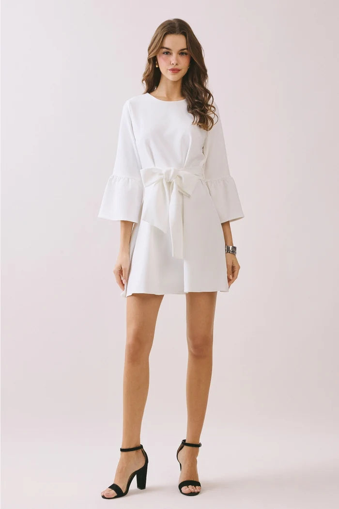 Three Quarter A-Line Mini Dress - Greige Goods