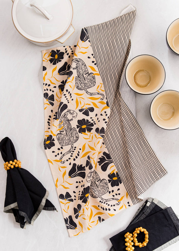 Tiger Tiger Cotton Tea Towel – Jungle Botanical Design