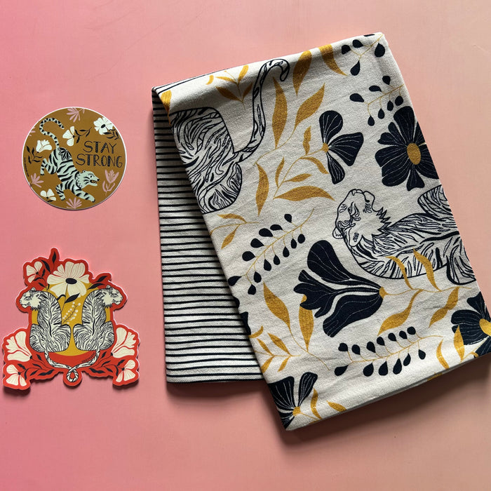 Tiger Tiger Cotton Tea Towel – Jungle Botanical Design