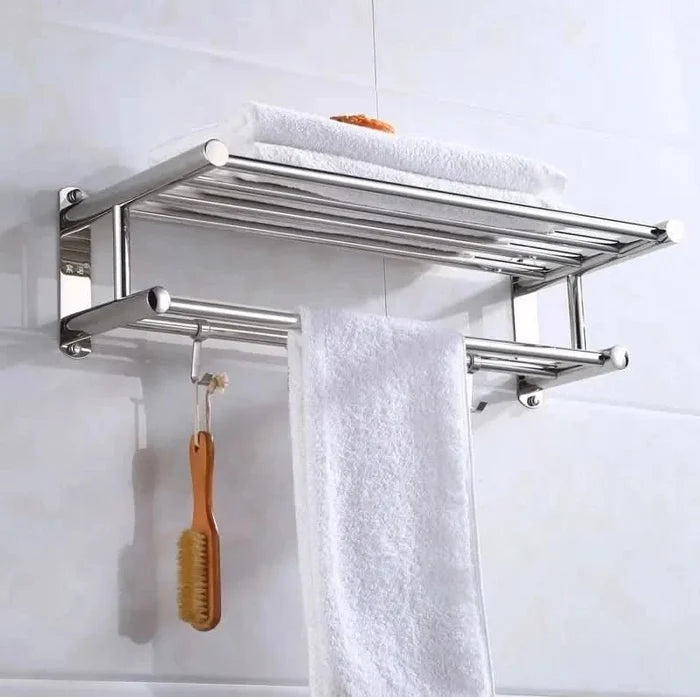 Towel Holder | Wall-Mounted Stainless Steel Rack | Space-Saving Bathroom & Kitchen Storage