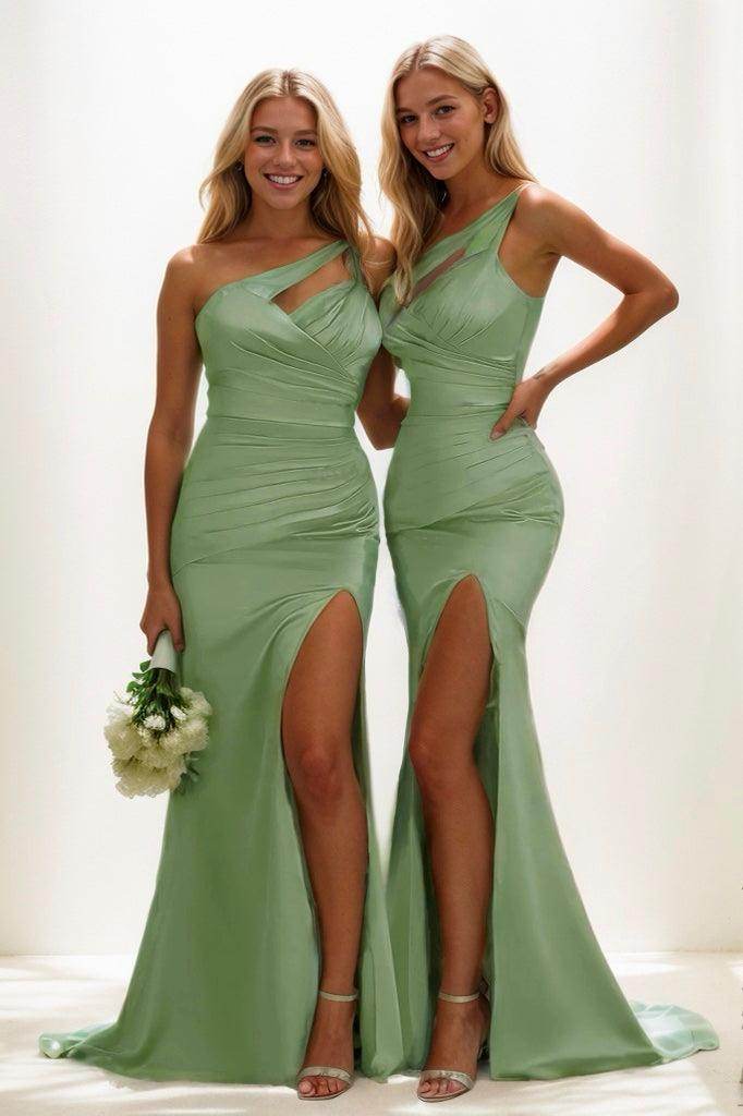 Trumpet Bridesmaid Dress with Split and Sweep Train CB0793 - COCOMELODY