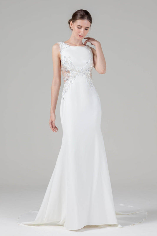Trumpet Court Train Elastic Cloth Wedding Dress CW2591 - COCOMELODY