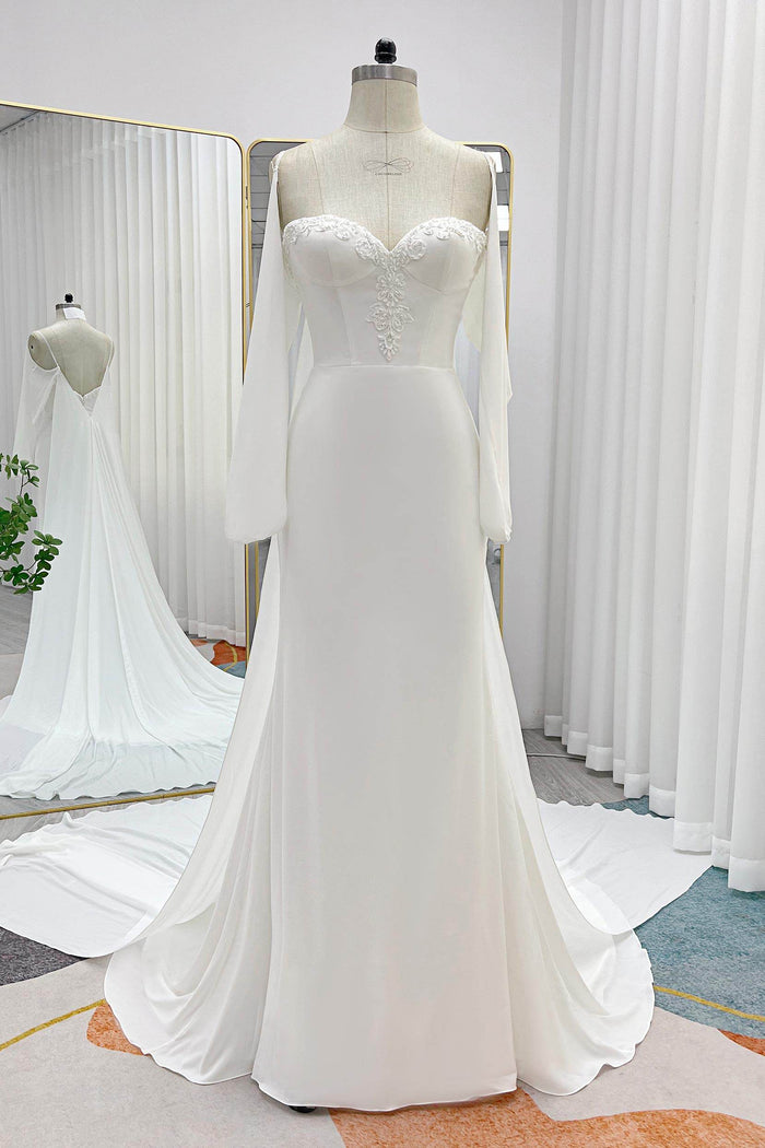 Trumpet-Mermaid Court Train Chiffon Wedding Dress CW3267 - COCOMELODY