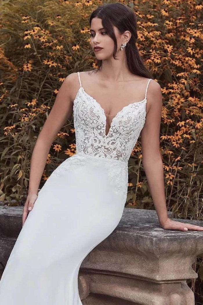 Trumpet-Mermaid Court Train Elastic Cloth Wedding Dress 866685814257 - COCOMELODY