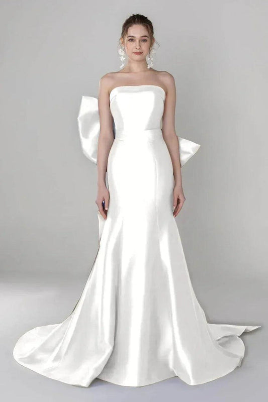 Trumpet-Mermaid Court Train Mikado Wedding Dress CW2521 - COCOMELODY