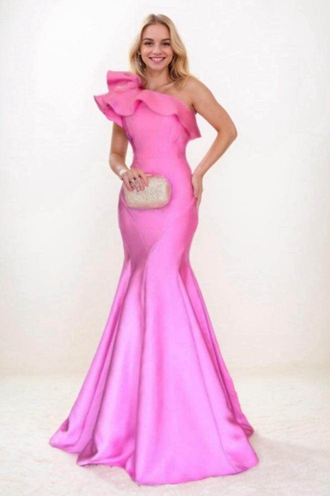 Trumpet-Mermaid Sweep-Brush Train Satin Prom Dress CS0712 - COCOMELODY