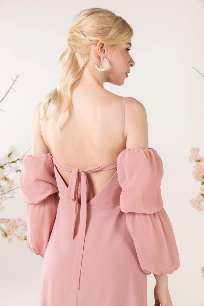 Trumpet Sweep-Brush Train Chiffon Bridesmaid Dress CB0459 - COCOMELODY