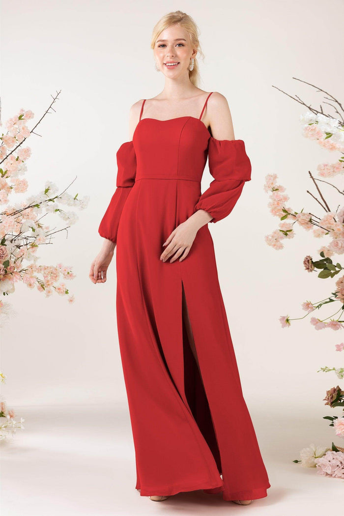 Trumpet Sweep-Brush Train Chiffon Bridesmaid Dress CB0459 - COCOMELODY