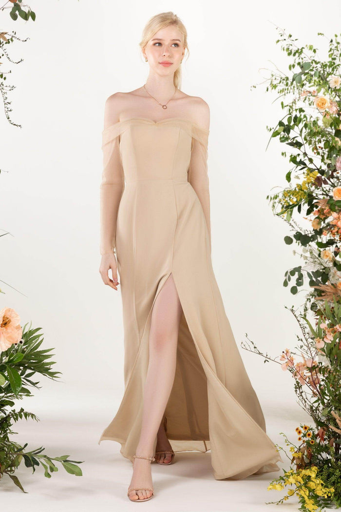 Trumpet Sweep-Brush Train Chiffon Bridesmaid Dress CB0480 - COCOMELODY