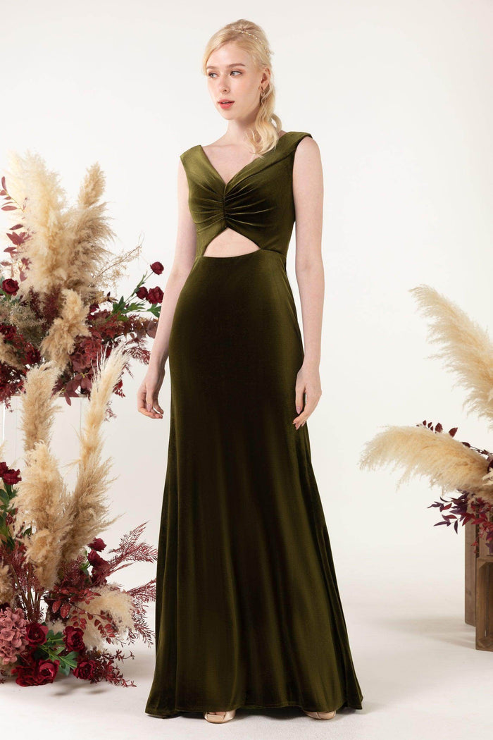 Trumpet Sweep-Brush Train Velvet Bridesmaid Dress Formal Dresses CB0521 - COCOMELODY