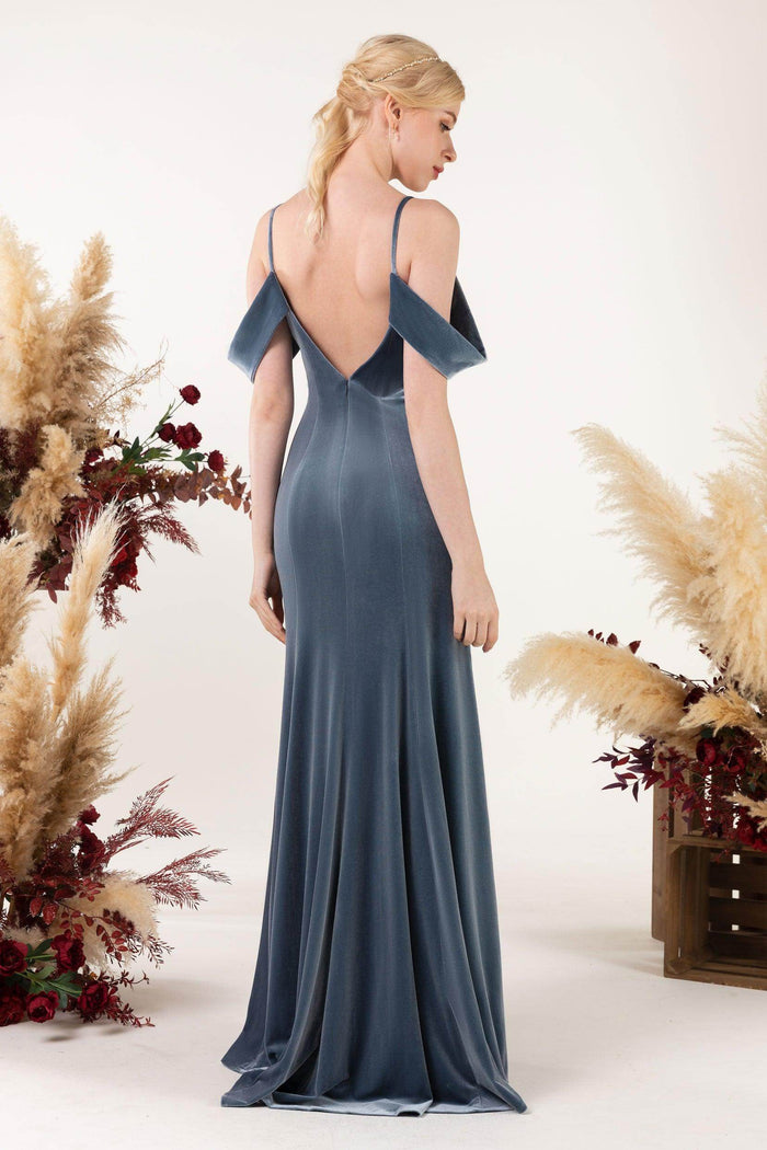 Trumpet Sweep-Brush Train Velvet Bridesmaid Dress Formal Dresses CB0531 - COCOMELODY