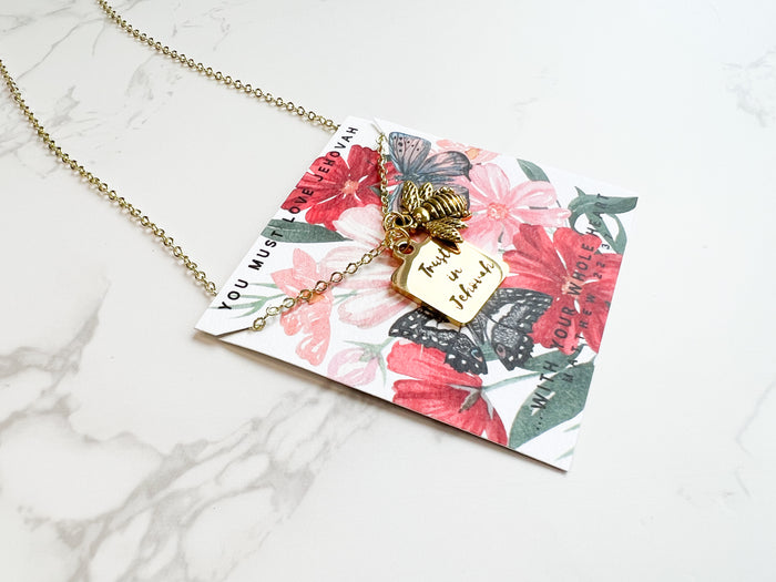 Trust in Jehovah Bee Gold Necklace - GINGERS