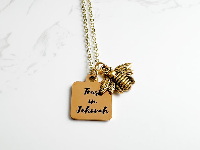 Trust in Jehovah Bee Gold Necklace - GINGERS
