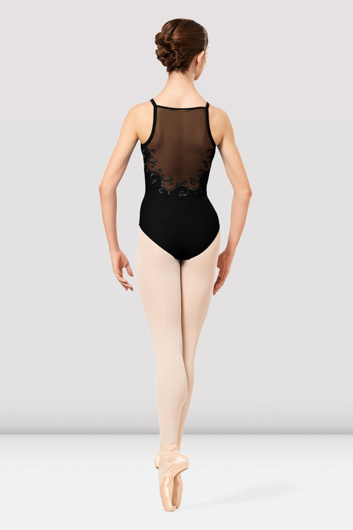 Tween Veola Mesh Spliced Embroidered Camisole Leotard