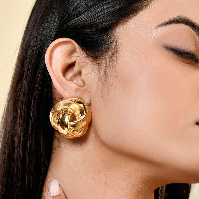 twisted dome stud earrings with polished finish – SELMAR
